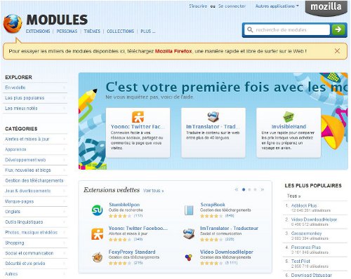 Nouveau design modules Firefox