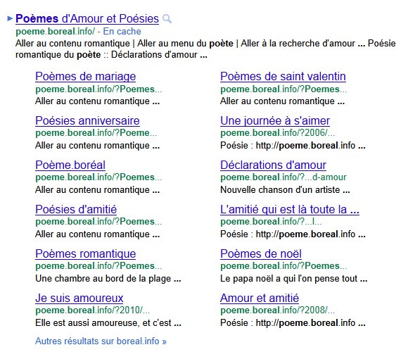 Nouveaux SiteLinks Google