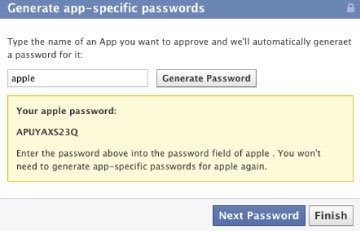 Mots de passe application Facebook