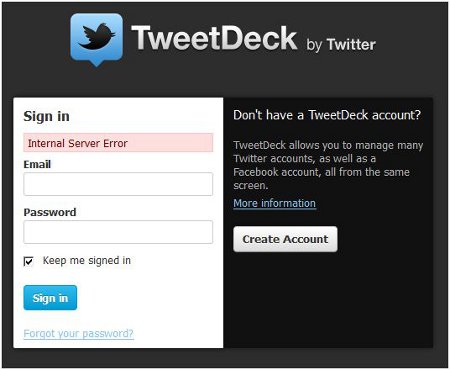 TweetDeck internal server error