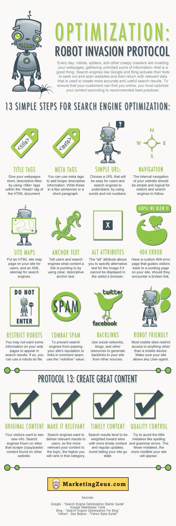 Conseils SEO robots infographie